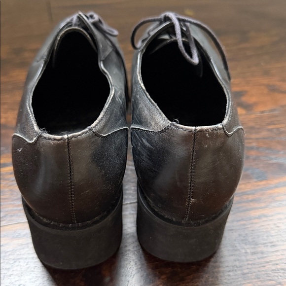 Black Lace-Up Casual Leather platform Shoes - Picture 2 of 7